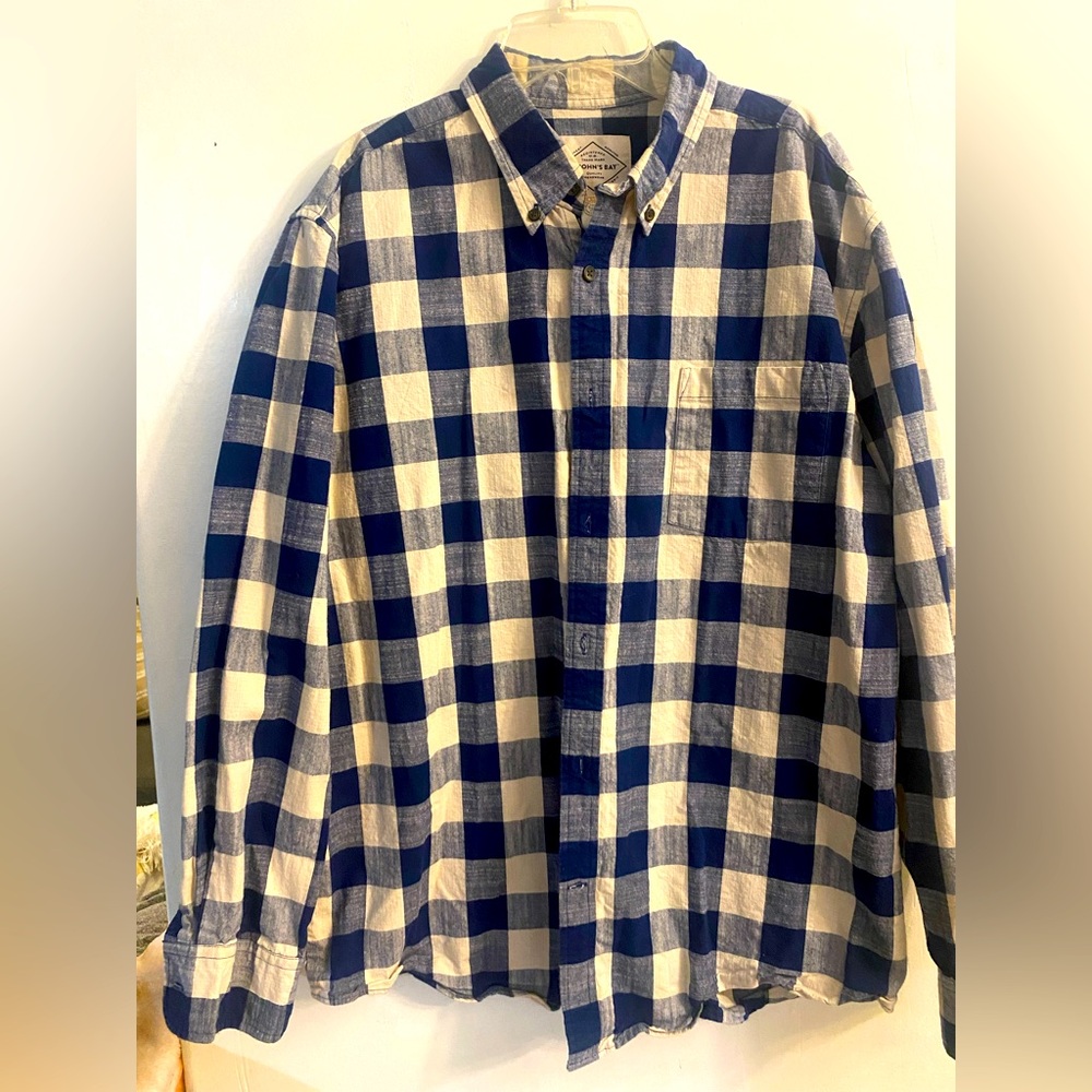 Blue and White Checkered Men's Shirt